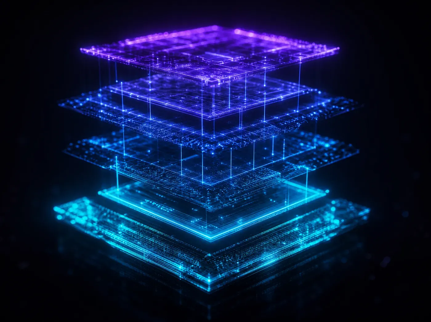 Kristal parçacıklardan yükselen 3D web sahnesi, UNALSOFT 3D scroll motion görseli